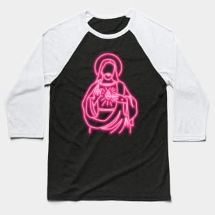 Pink Neon Jesus Baseball T-Shirt
